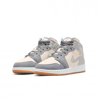 Nike Air jordan 1 mid se coconut milk particle grey (gs) - maat 36,5 Grijs