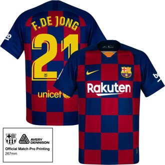 Nike Barcelona Shirt Thuis 2019-2020 + F. De Jong 21