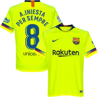 Nike Barcelona Shirt Uit 2018-2019 + A. Iniesta Per Sempre 8 (Fan Style)
