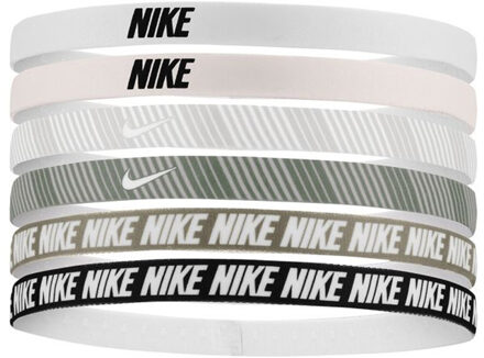 Nike Bedrukte Flex Classic Hoofdband (Set van 6) (Zachtroze/Lichtgrijs/Wit) Lichtroze - One Size