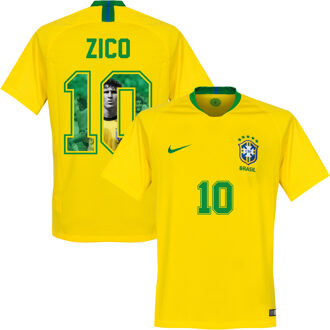 Nike Brazilië Shirt Thuis 2018-2019 + Zico 10 (Gallery Style) - S