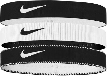 Nike Classic Flexibele Brede Band Hoofdband (Set van 3) (Wit/zwart) - One Size