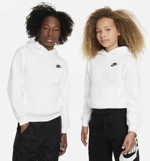 Nike Club Hoodies Kinder - Wit - Maat 122 - 128 CM - Katoen Fleece White