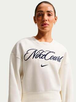 Nike Court Fleece Crew Sweatshirt Dames-crème, donkerblauw - XS