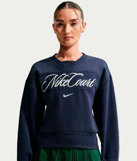 Nike Court Fleece Crew Sweatshirt Dames-donkerblauw, crème - XS