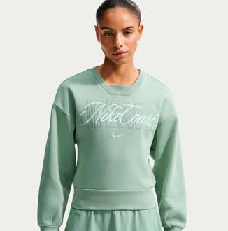 Nike Court Fleece Crew Sweatshirt Dames grijsgroen - L