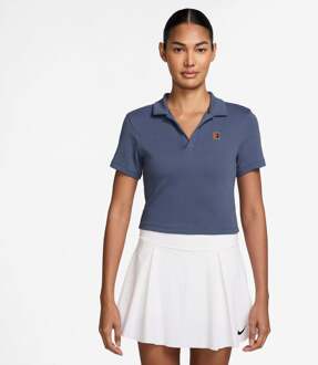 Nike Court Heritage Crop Polo Dames-Blaugrau - XS