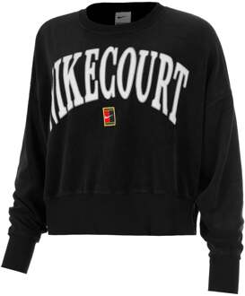 Nike Court Heritage Fleece GFX Crew Sweatshirt Dames-Zwart - XL
