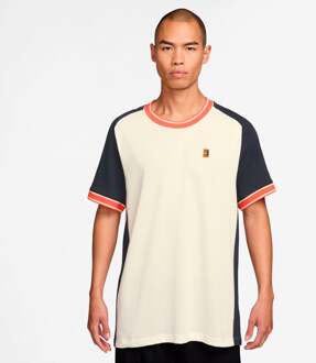 Nike Court Heritage T-shirt Heren-crème, donkerblauw - M