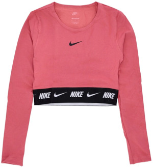 Nike Crop Tape Longsleeve Top Nike , Pink , Dames - L,M,S,Xs