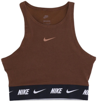 Nike Crop Tape Top - Sportkleding voor dames Nike , Brown , Dames - M,S