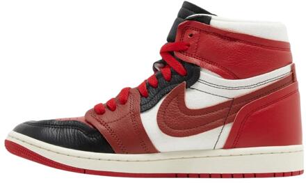 Nike Dames/Dames Air Jordan 1 Leren Trainers (Rood, Wit, Zwart) Zwart/rood