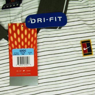 Nike Dri-Fit Gestreept Poloshirt Korte Mouw Dames Tennis Sport Top 240723 100 Veelkleurig - L