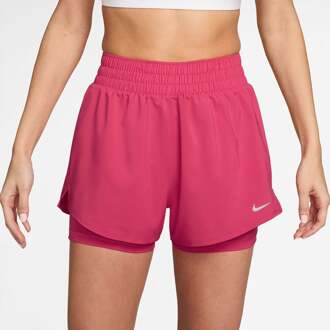 Nike Dri-Fit One Mid Rise 2in1 3in Shorts Dames berry - XL
