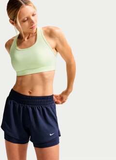 Nike Dri-Fit One Mid Rise 2in1 3in Shorts Dames-donkerblauw, wit - XS