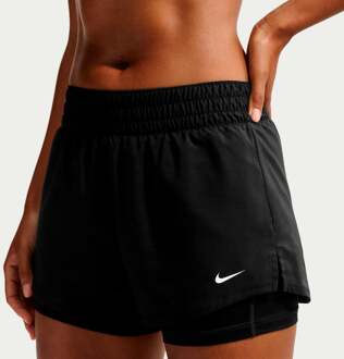Nike Dri-Fit One Mid Rise 2in1 3in Shorts Dames-zwart, wit - XS