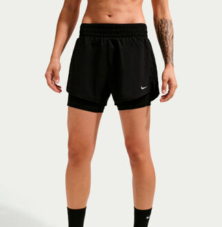 Nike Dri-Fit One Mid Rise 2in1 3in Shorts Dames-zwart, wit