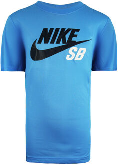 Nike Dri-Fit SB Skateboarding Logo Tee Blauw Junior Korte Mouw Top 976604 466 Zwart/wit