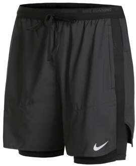Nike Dri-Fit Stride Hybrid 5in 2in1 Hardloopshorts Heren-Zwart,Grijs - S,M