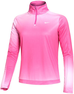 Nike Dri-Fit Swoosh Print Half-Zip Topje Hardlopen Dames pink - XS,S,M,L