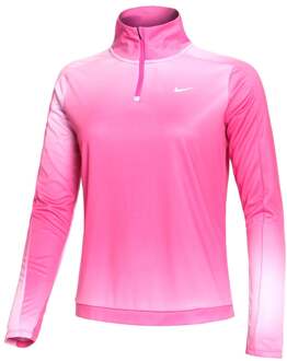 Nike Dri-Fit Swoosh Print Half-Zip Topje Hardlopen Dames pink - XS