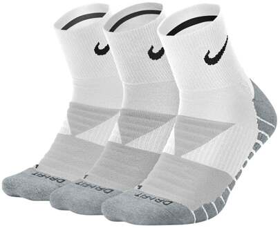 Nike Dry Cushioned Quarter Sportsokken Sportsokken - Maat 34-38 - Unisex - wit/grijs/zwart