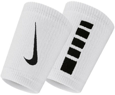 Nike Elite dubbele brede polsband (set van 2) Wit - One size