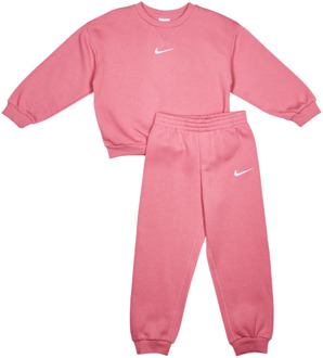 Nike Essential Crew Trainingspakken Peuter - Roze - Maat 104 - 110 CM - Katoen Fleece Pink