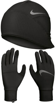 Nike Essential Running Muts en Handschoenen Set Dames zwart - zilver - XS/S