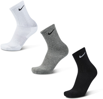 Nike Everyday Cushion Crew Socks (3-pack) wit - grijs - zwart - 34-38