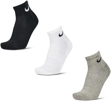 Nike Everyday Cushioned Enkel Sokken (3-pack) grijs - zwart - wit - S * 34-38