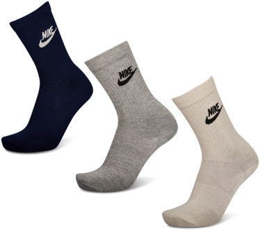 Nike Everyday Essential Crew 3 Pack Sokken Unisex - Beige - Maat 34 - 38 - Katoen