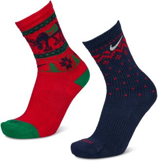 Nike Everyday + Cushioned Crew 2 Pack Sokken Unisex - Rood - Maat 34 - 38 - Katoen Red