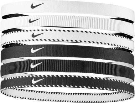 Nike Flexibele Klassieke Haarband (Set van 6) (Zwart/Wit) - maat