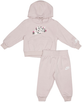 Nike Floral Embroidery Trainingspakken Baby - Paars - Maat 74 - 80 CM - Katoen French Terry Purple