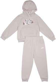 Nike Floral Embroidery Trainingspakken Peuter - Paars - Maat 110 - 116 CM - Katoen French Terry Purple