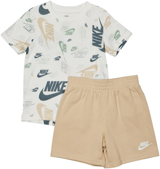 Nike Futura Aop Trainingspakken Peuter - Beige - Maat 104 - 110 CM - Katoen Jersey