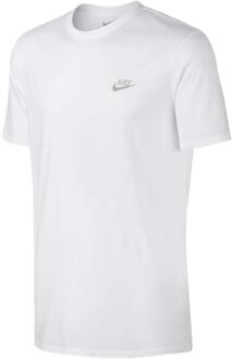 Nike geborduurd Futura T-shirt in wit en zilverkleurig logo - maat