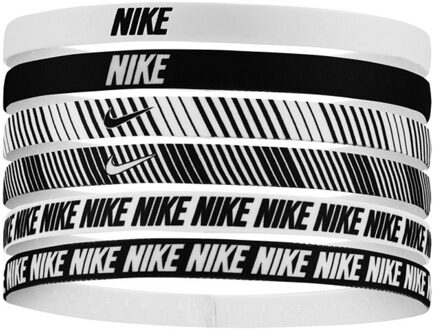 Nike Gedrukt Flex Classic Haarband (Verpakking van 6) (Wit/Zwart) - maat