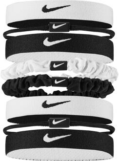 Nike Gemengde Flexibele Classic Haarnel (Verpakking van 8) (Zwart/Wit) - One Size