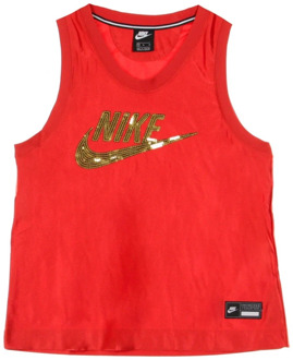 Nike Glamour Dunk Dames Tanktop Nike , Red , Dames - M,Xs