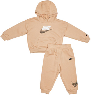 Nike Itz Oversized Ft Trainingspakken Baby - Bruin - Maat 74 - 80 CM - Katoen Fleece Brown