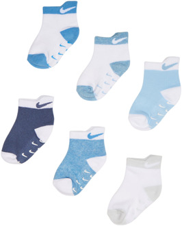 Nike Kids Ankle 6 Pack Sokken Unisex - Blauw - Maat 1 - 2 YEARS - Katoen Blue