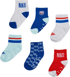 Nike Kids Ankle 6 Pack Sokken Unisex - Blauw - Maat 1 - 2 YEARS - Katoen Blue