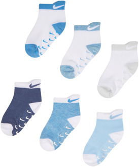 Nike Kids Ankle 6 Pack Sokken Unisex - Blauw - Maat 6-  12 MONTHS - Katoen Blue