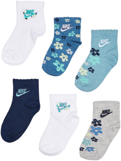 Nike Kids Ankle 6 Pack Sokken Unisex - Grijs - Maat 23.5 - 27 - Katoen Grey