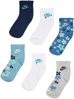 Nike Kids Ankle 6 Pack Sokken Unisex - Grijs - Maat 27 - 35 - Katoen Grey