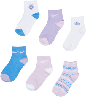 Nike Kids Ankle 6 Pack Sokken Unisex - Roze - Maat 23.5 - 27 - Katoen Pink