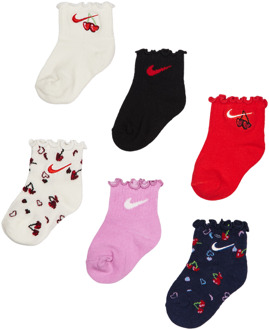 Nike Kids Crew 6 Pack Sokken Unisex - Rood - Maat 6-  12 MONTHS - Katoen Red