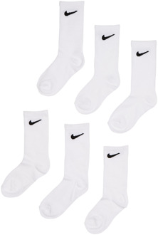 Nike Kids Crew 6 Pack Sokken Unisex - Wit - Maat 23.5 - 27 - Katoen White